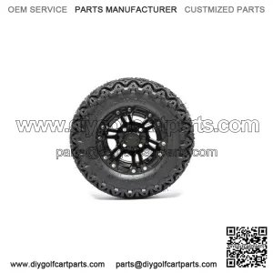 Set of 4 10" Matte Black Golf Cart Wheels on 20" All Terrain Tires