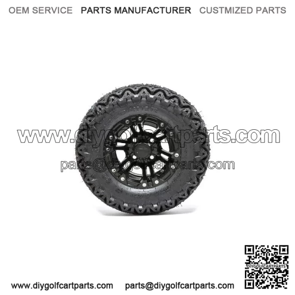 Set of 4 10" Matte Black Golf Cart Wheels on 20" All Terrain Tires