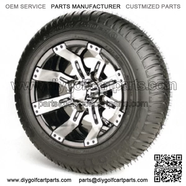 Set of 4 - 10 inch Golf Cart Wheels on Low Profile Street Tires