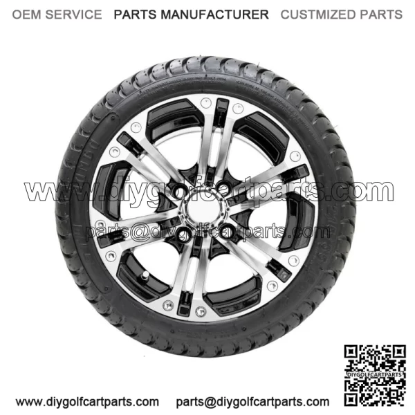Set of 4 12" Black/Machined Golf Cart Wheels & 215/35-12 (18") Tires