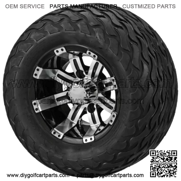 4 Golf Cart 20x10-10 Lightning Tires  10x7 Blk/Machined Wheels