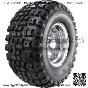 Golf Cart Wheel and Tire Assembly- 22 x 11-10 Knobby Tread Fits Yamaha
