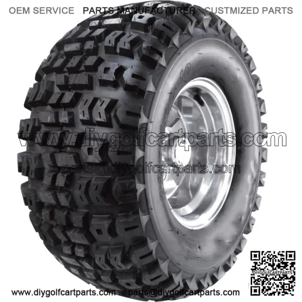 Golf Cart Wheel and Tire Assembly- 22 x 11-10 Knobby Tread Fits Yamaha