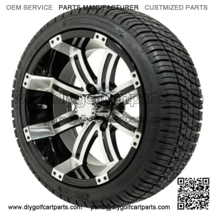 Set of 4 - 14 inch Machined Golf Cart Wheels on Low Profile Tires