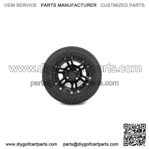 Set of 4 10" Matte Black Golf Cart Wheels on 205/50-10 (18") Tires