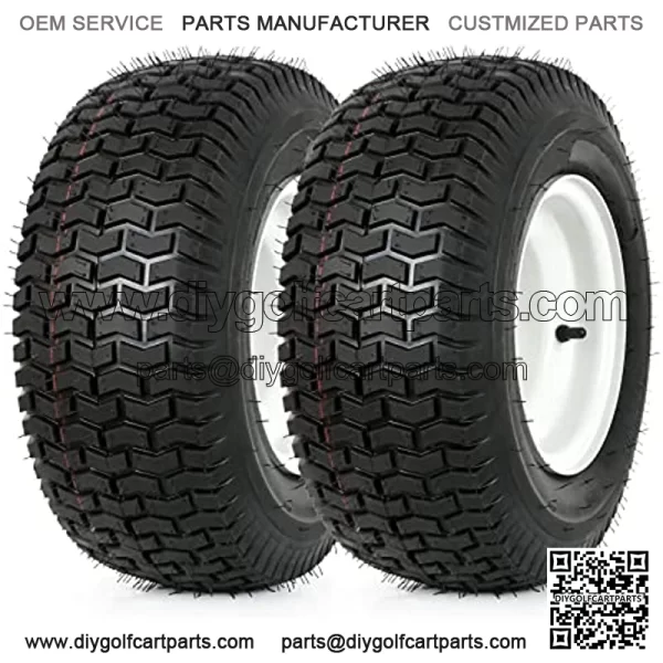 16x6.50-8 Lawn Mower Tires with Rim, 3" Offset Hub, 3/4" Bushing, 16x6.5-8 Tractor Turf Tire, 4 Ply Tubeless, Set of 2