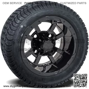 Set of 4 10 inch Storm Trooper Black Golf Cart Wheels On Low Profile Tires