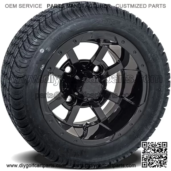 Set of 4 10 inch Storm Trooper Black Golf Cart Wheels On Low Profile Tires