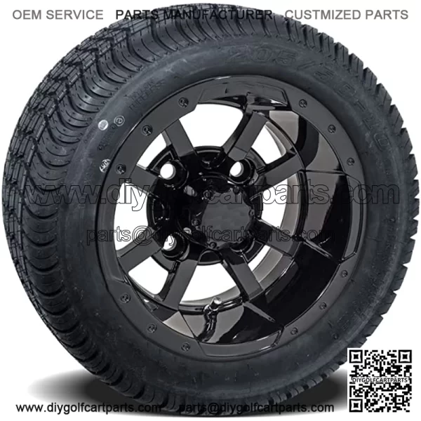 Set of 4 10 inch Storm Trooper Black Golf Cart Wheels On Low Profile Tires - Image 2