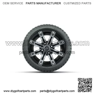 Set of 4 12" Tempest Black/Machined Golf Cart Wheels & 215/35-12 (18") Tires