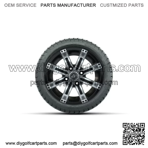 Set of 4 12" Tempest Black/Machined Golf Cart Wheels & 215/35-12 (18") Tires