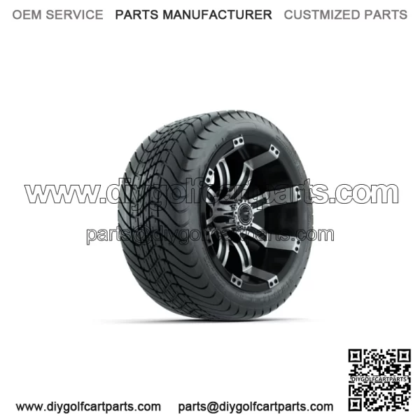Set of 4 12" Tempest Black/Machined Golf Cart Wheels & 215/35-12 (18") Tires - Image 3