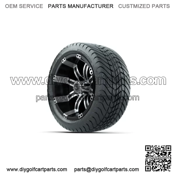 Set of 4 12" Tempest Black/Machined Golf Cart Wheels & 215/35-12 (18") Tires - Image 4