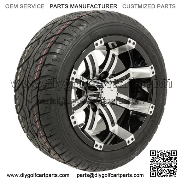 Set of 4 12" Tempest Black/Machined Golf Cart Wheels & 205/30-12 (18") Tires