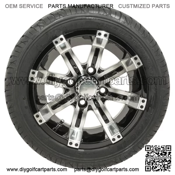 Set of 4 12" Tempest Black/Machined Golf Cart Wheels & 205/30-12 (18") Tires - Image 2