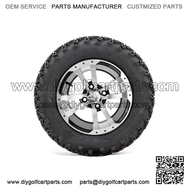 12" Storm Trooper Black/Machined Lifted Golf Cart Wheels on 22" Tires-Set of 4