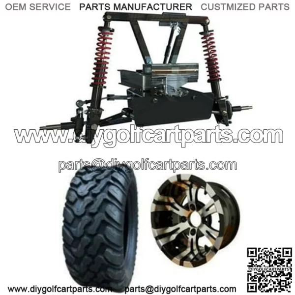 EZGO RXV Electric Mud Terrain Tire/Wheel Combo & 6" A-Arm Lift Kit Bundle (2008-2013)