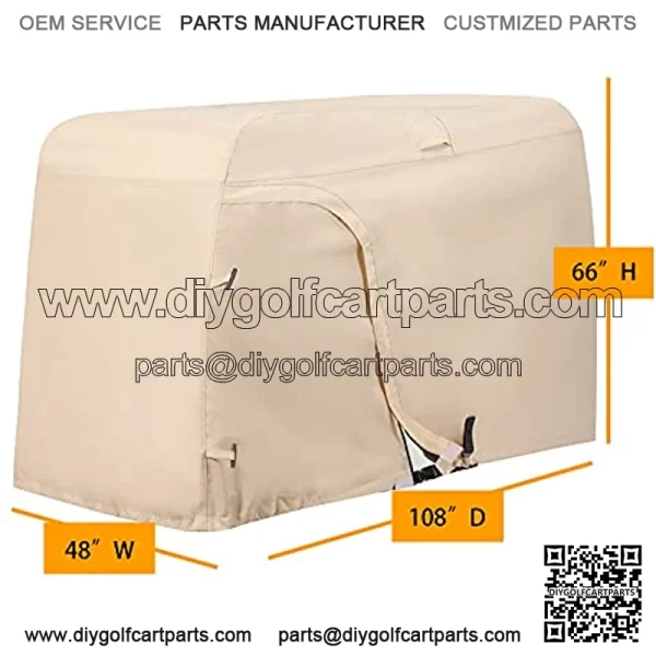 Golf cart Cover - 4 Passenger 600D Waterproof Sunproof Club Car Golf Cart Accessories roof 80" L, for EZ GO, Club car and Yamaha, dustproof and Durable - Image 2