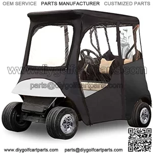 Golf Cart Deluxe Enclosure Cover for TXT & Club Car Precedent 2 Passenger, 4-Sided Clear PVC Window Rain Cover with Zipper Entry