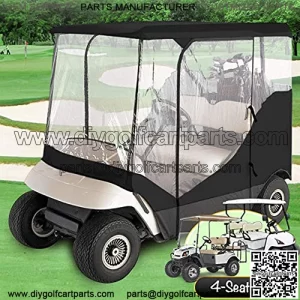 Harbor Waterproof Superior Black and Transparent Golf Cart Cover Enclosure for Club Car, Ezgo, Yamaha, Fits Most Four-Person Golf Carts + Kapscomoto Keychain