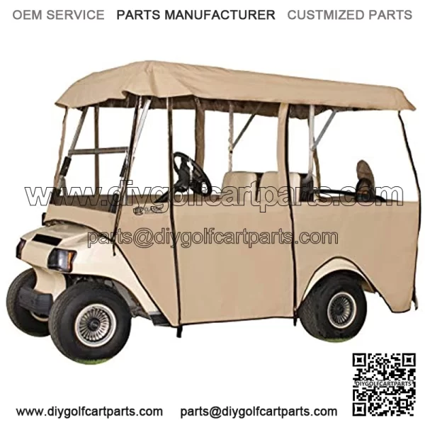 Classic Accessories Fairway Deluxe 4-Sided 4-Person Golf Cart Enclosure, Tan