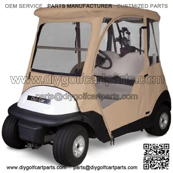 Classic Accessories Fairway Deluxe 4-Sided 2-Person Golf Cart Enclosure For Club Car, Tan