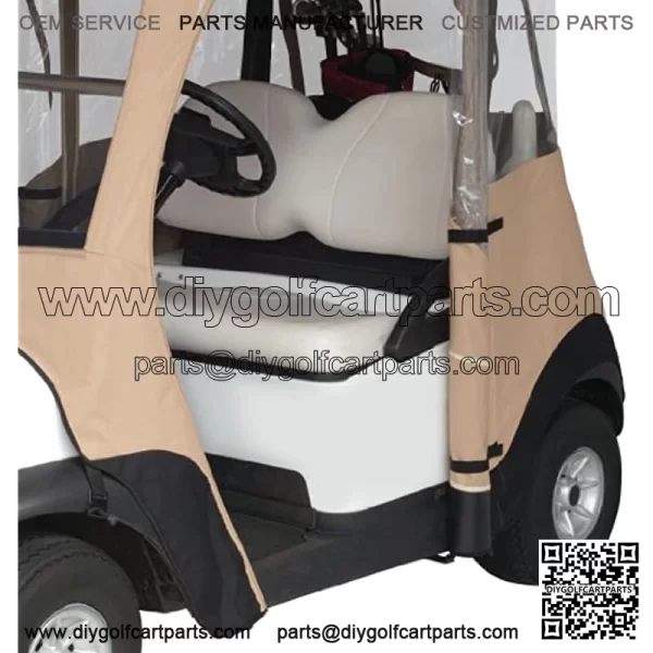 Classic Accessories Fairway Deluxe 4-Sided 2-Person Golf Cart Enclosure For Club Car, Tan - Image 2