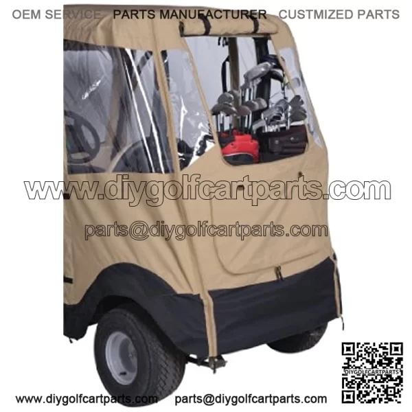 Classic Accessories Fairway Deluxe 4-Sided 2-Person Golf Cart Enclosure For Club Car, Tan - Image 3