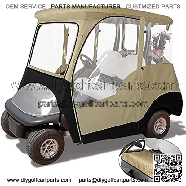 KAKIT 800D 2-Person Golf Cart Enclosure with Roll-up Windshield, Universal Golf Cart Rain Cover Fits Club Car Precedent 2000-2019, Seat Cover and Storage Bag Included