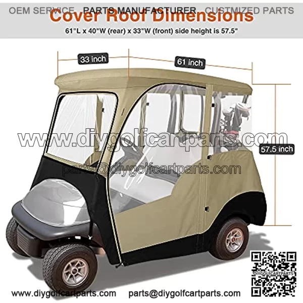 KAKIT 800D 2-Person Golf Cart Enclosure with Roll-up Windshield, Universal Golf Cart Rain Cover Fits Club Car Precedent 2000-2019, Seat Cover and Storage Bag Included - Image 2