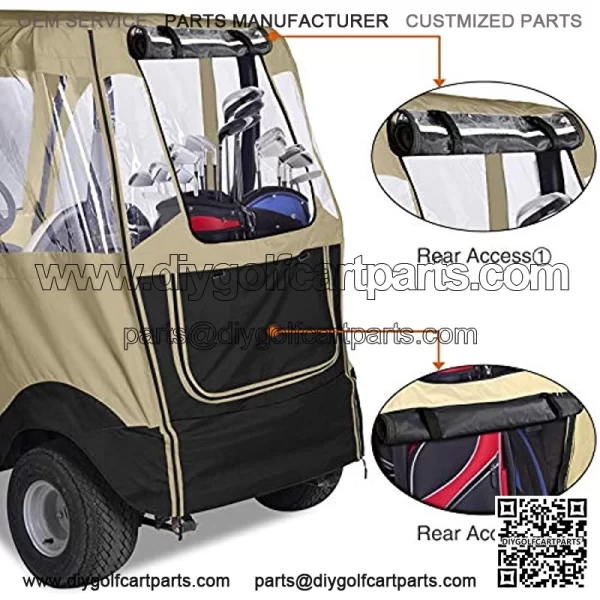 KAKIT 800D 2-Person Golf Cart Enclosure with Roll-up Windshield, Universal Golf Cart Rain Cover Fits Club Car Precedent 2000-2019, Seat Cover and Storage Bag Included - Image 4