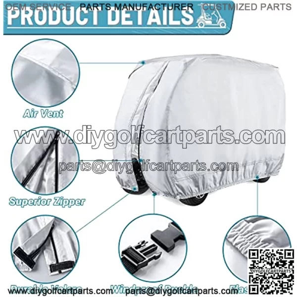 Himal 4 Passenger 400D Waterproof Sunproof Golf Cart Cover roof 80" L, fits EZ GO, Club Car and Yamaha, Dustproof and Durable - Image 3