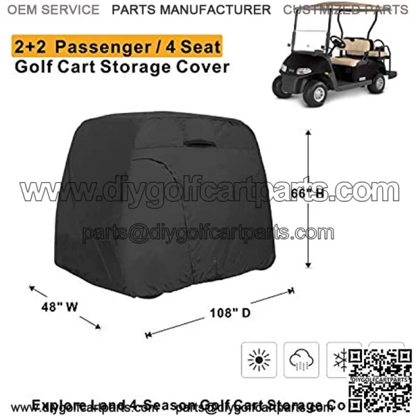 Explore Land 600D Waterproof Golf Cart Cover Universal Fits for Most Brand 4 Passenger Golf Cart - Image 2
