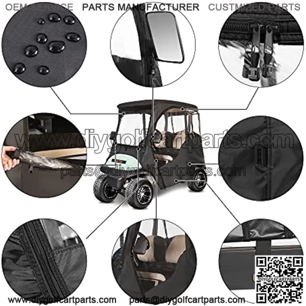Deluxe Enclosure for Club Car Precedent 2 Passenger Golf Cart, 4-Sided Clear PVC Window Rain Cover with Zipper Entry - Image 2