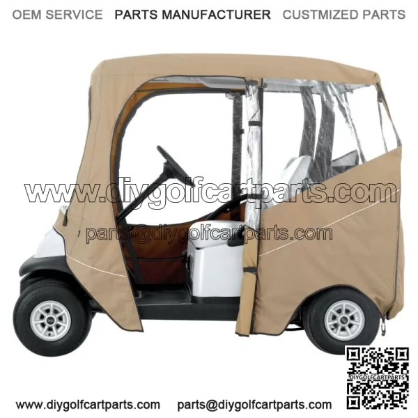 Classic Accessories Khaki 2 Passenger Deluxe Golf Cart Enclosure For Short Tops - Image 2
