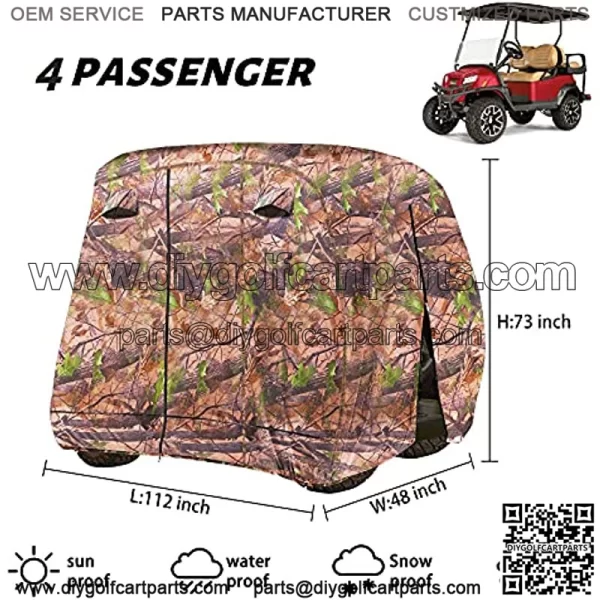 Universal Golf Cart Cover, 4 Passenger Golf Cart Storage Cover for EZGO, Club Car, Yamaha, Rainproof Waterproof Sunproof Dustproof Protection - Image 2
