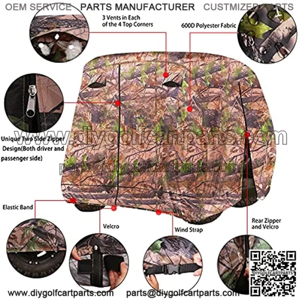 Universal Golf Cart Cover, 4 Passenger Golf Cart Storage Cover for EZGO, Club Car, Yamaha, Rainproof Waterproof Sunproof Dustproof Protection - Image 3