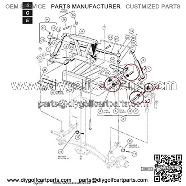 Front Upper A Arm Suspension for Club Car DS Gas Electric Golf Cart,Bushing and Sleeve Kit 1016346 1016349 1016350 - Image 3