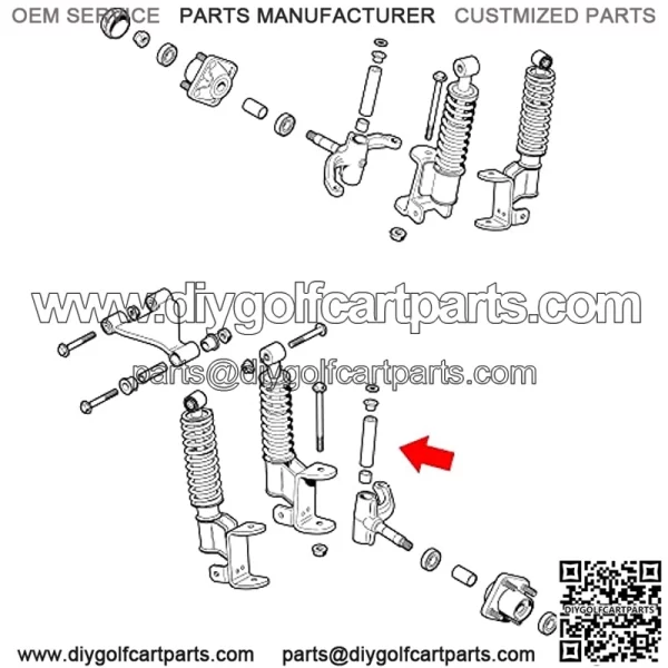 Carro de Golf Tubo del Perno Rey del Husillo para EZGO RXV 2008-up Gas y El??ctrico, EZGO 2Five 2010-2013 El??ctrico, OEM# 601707 614034 - Image 3