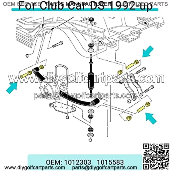 Golf Cart Bushing and Sleeve Kits (OEM #1015583, 1012303) for Club Car DS (1981-Up) and E-Z GO (1994-up) and EZGO TXT/Medalist 1994-up,Front or Rear Leaf Spring Bushing with Sleeve Kits - Image 2