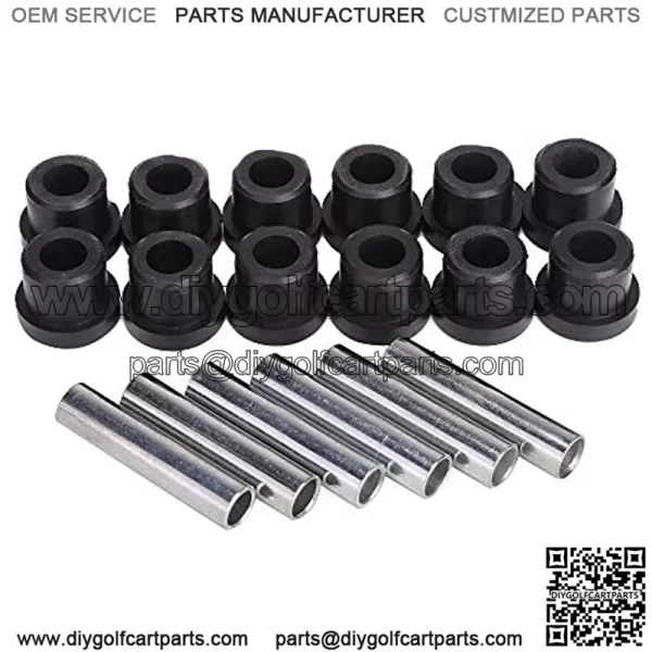 Golf Cart Rear Spring Bushing Kit for EZGO TXT & Medalist 1994-up, Club Car DS 1992-up, 12 Bushings 6 Metal Spacers