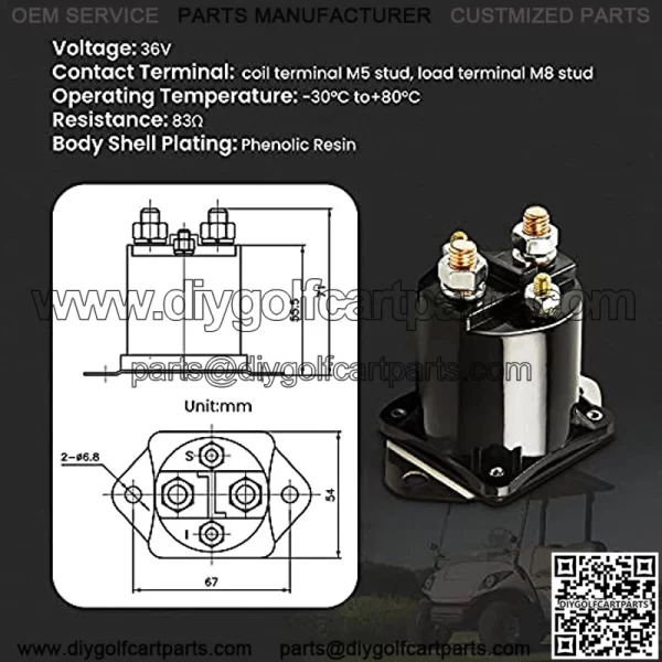 5Pcs/Set 36V Solenoids 4 Terminals 8016 for Club Car Golf Carts 1976-1998 - Image 2