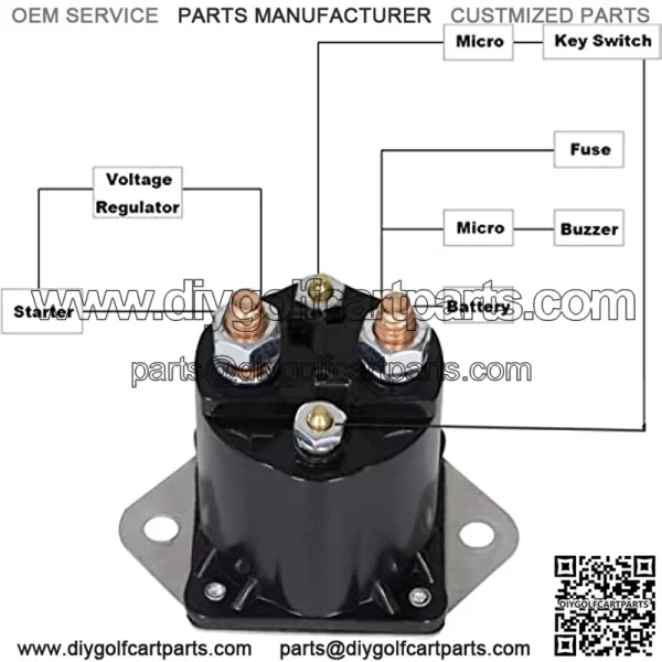 12v Golf Cart Solenoid 1013609, 1012275, 435-154, LPL6003. for Club Car DS & Precedent 1984 up - Image 3