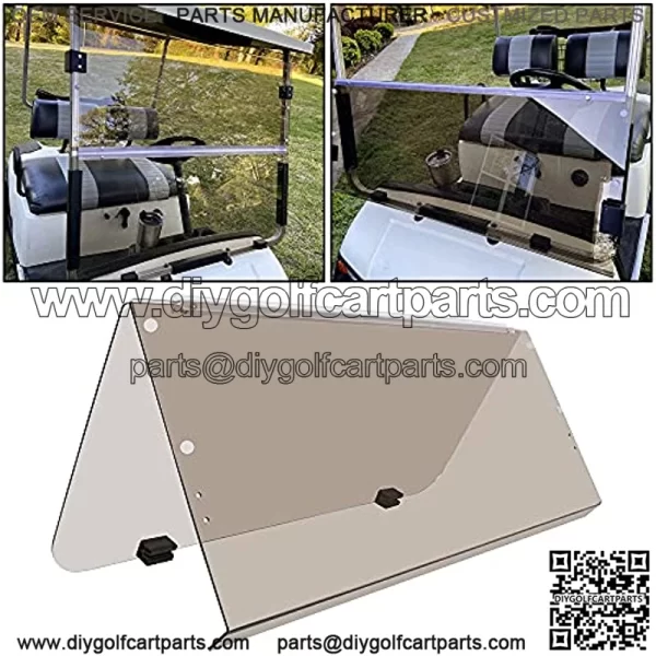 Tinted/Smoke Fold Down Windshield Compatible with 1995-2003 G14 G16 G19 Yamaha Gas and Electric Golf Cart - Image 2