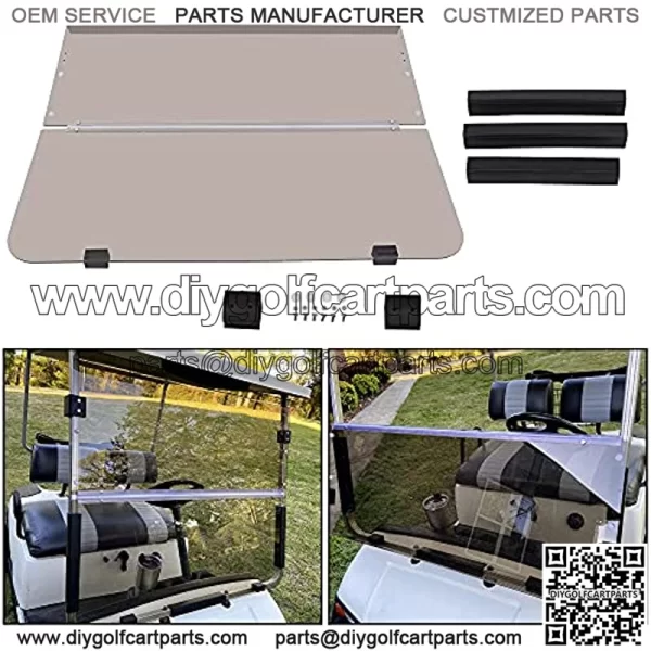 Tinted/Smoke Fold Down Windshield Compatible with 1995-2003 G14 G16 G19 Yamaha Gas and Electric Golf Cart - Image 3