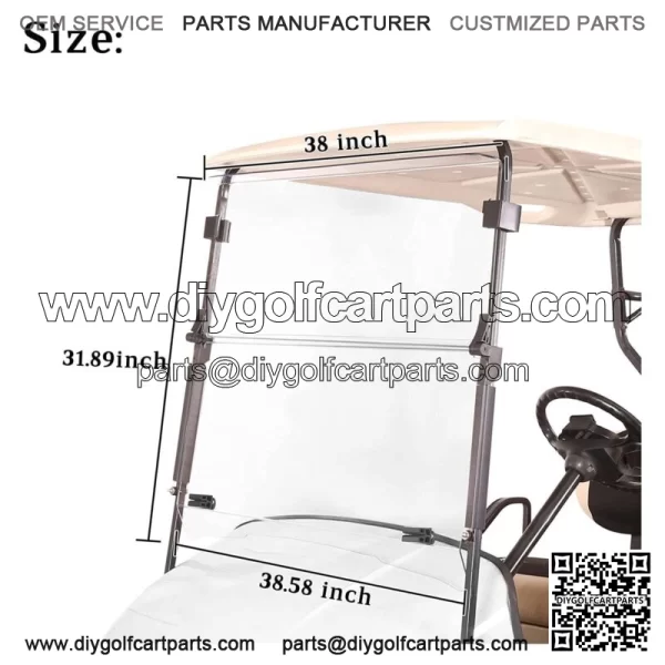Golf Cart Folding Windshield for EZGO TXT 95-13,Clear Fold Down Windshield (4MM) - Image 2