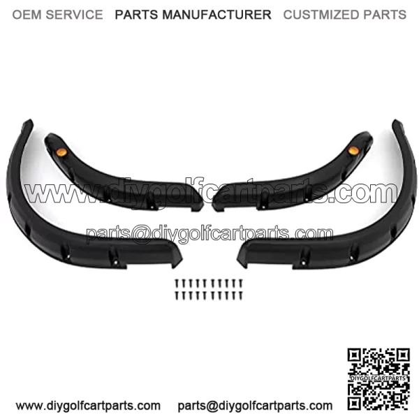 Premium Fender Flares Compatible For Club Car DS Golf Cart 1993-UP molded plastic Black Front Rear Wheels Pocket Style
