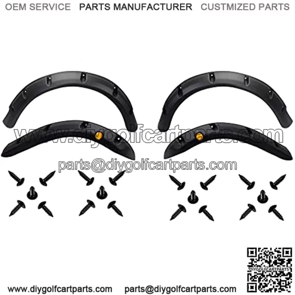 Golf Cart Front Rear Fender Flares for EZGO RXV 2008-2015 Gas/Electric Carts Block The Splashing Sludge. Rigid Molded Plastic with StainleSteel Screws (Set of 4pcs)