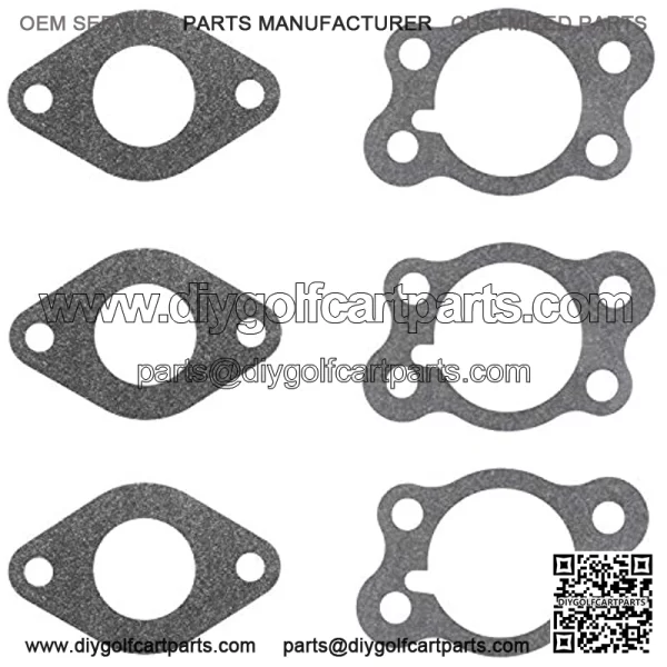 6 Pcs Carburetor Gasket Compatible with EZGO Gas Golf Cart 295cc 350cc 4-Cycle Robin Engine Marathon Medalist TXT Freedom ST Sport ST350 MPT Workhorse 800 875 1200 Club Clays Car Shuttle Series
