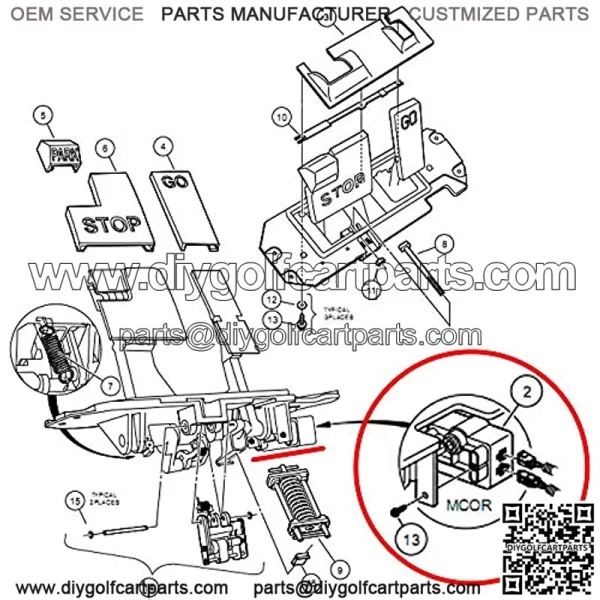 Golf Cart MCOR for Club Car DS & Carryall Golf Carts 2001-2011 MCOR1 Throttle Potentiometer MCOR Accelerator Replace OEM# 1021011-01 - Image 2